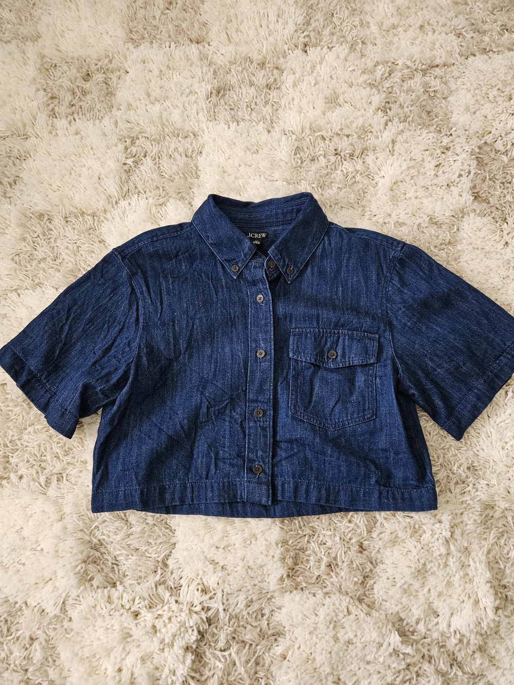 J. Crew Cropped Patch Pocket Denim Shirt